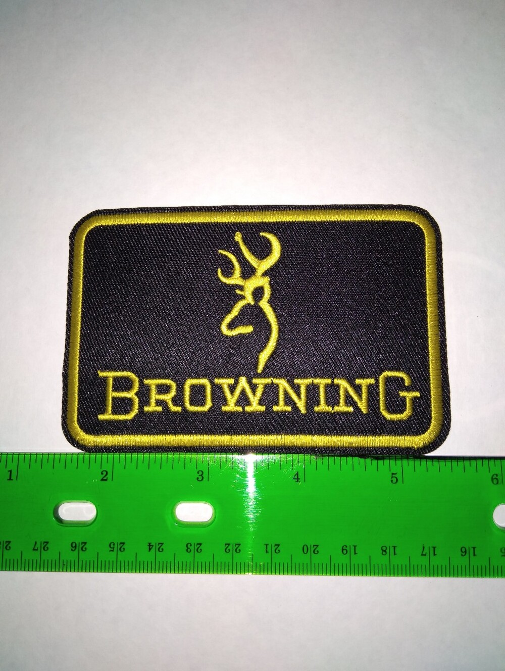 Browning Black and Yellow Embroidered Logo Patch Iron On